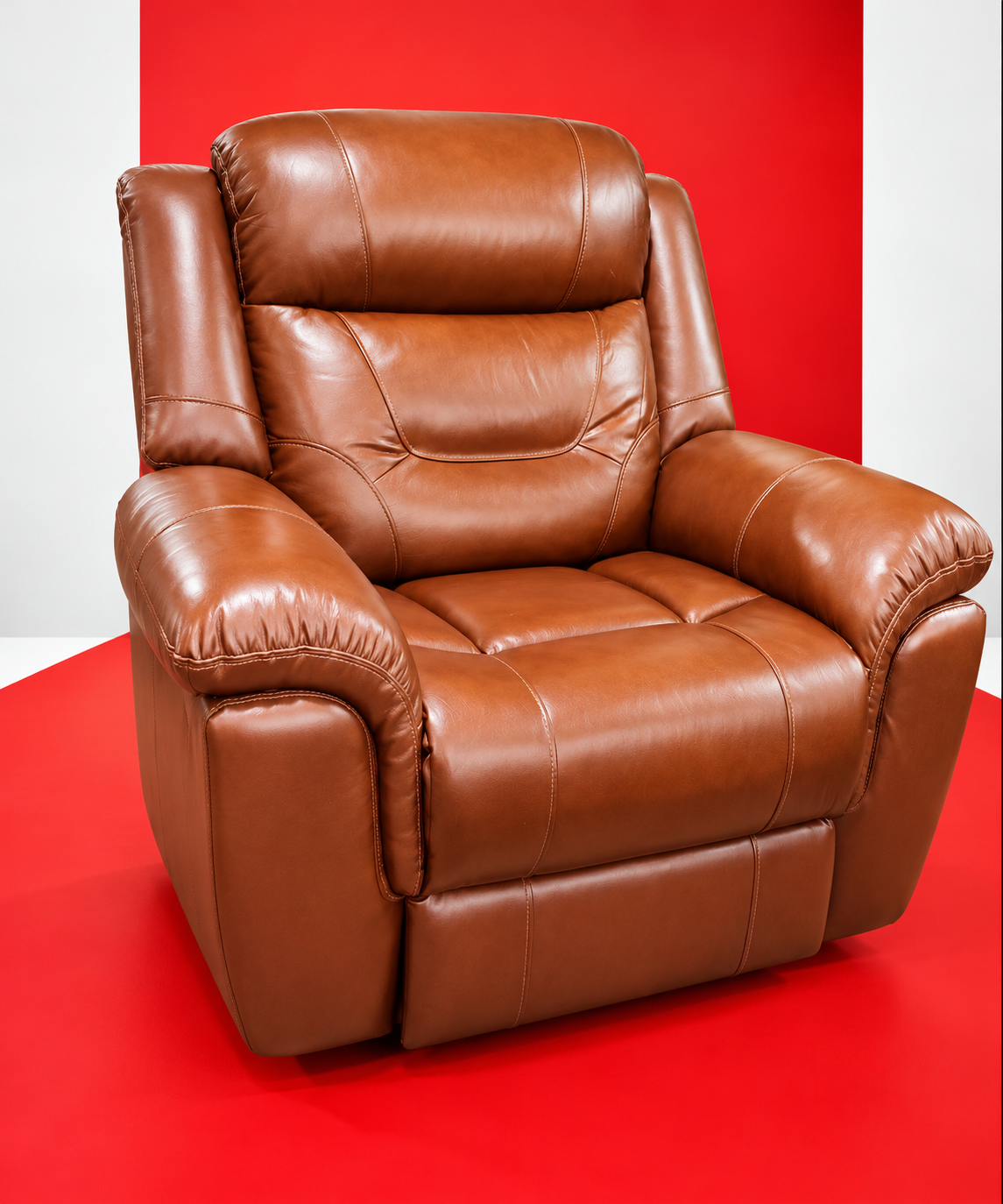 Brown Leather Recliner in Red Studio