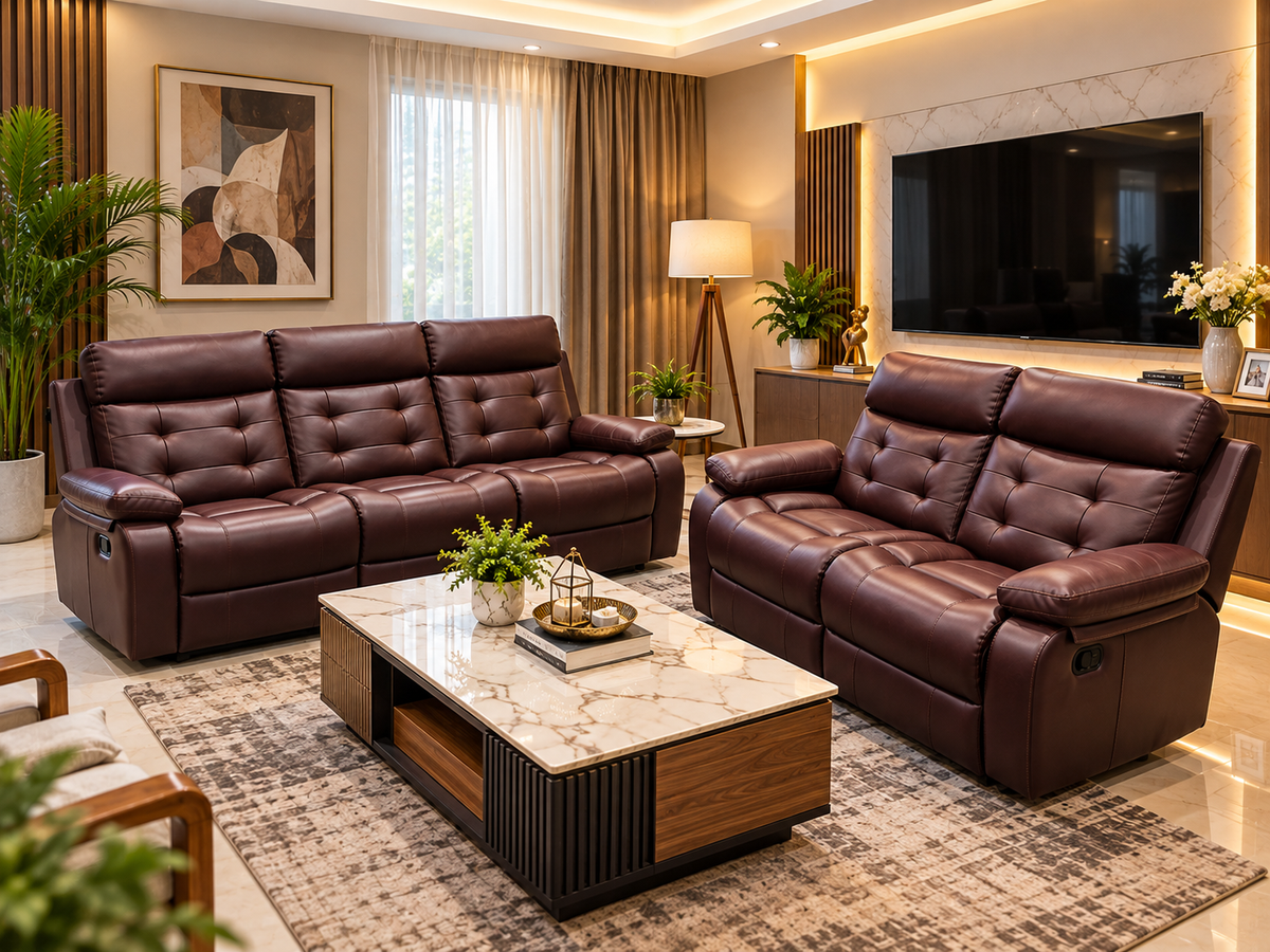 Luxurious Burgundy Recliner Living Room