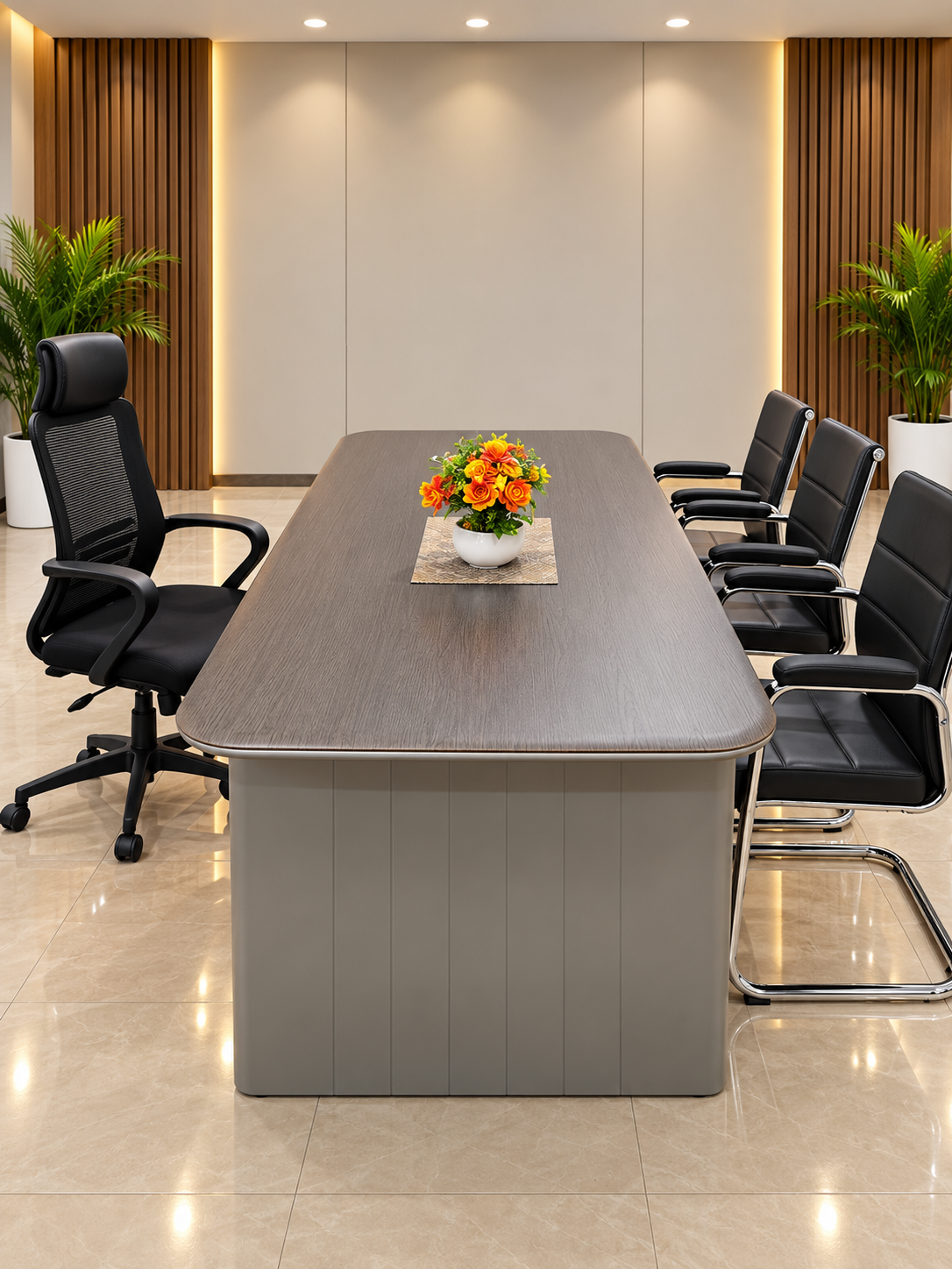 Modern Charcoal Conference Table Set