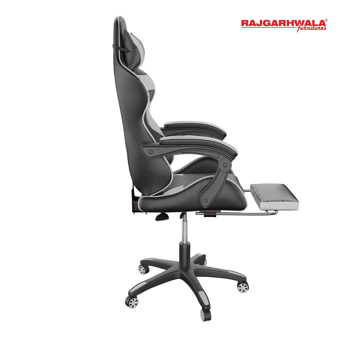 Rajgarhwala Gaming Chair Office Chair Computer Chair High Back PU Leather Desk Chair Ergonomic Adjustable Reclining Swivel Game Chair with Footrest Lumbar Support Headrest Armrest (White)