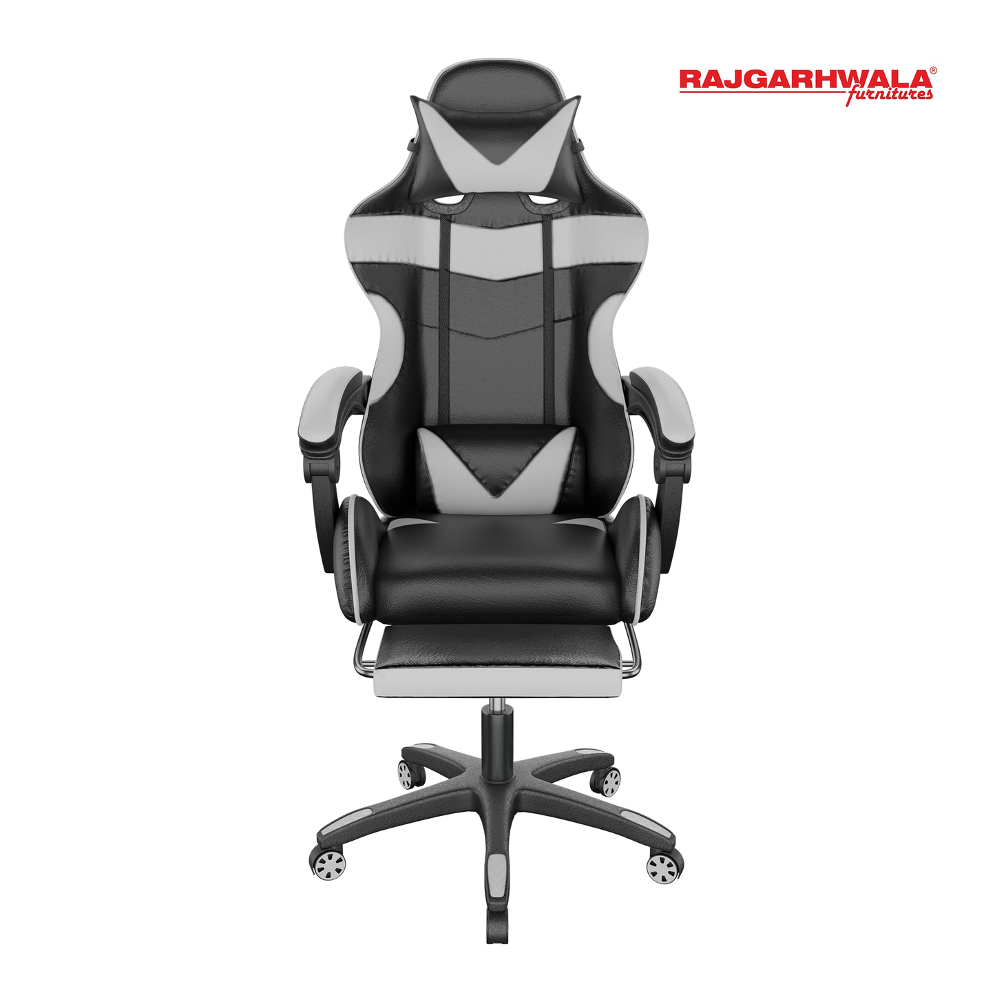 Rajgarhwala Gaming Chair Office Chair Computer Chair High Back PU Leather Desk Chair Ergonomic Adjustable Reclining Swivel Game Chair with Footrest Lumbar Support Headrest Armrest (White)