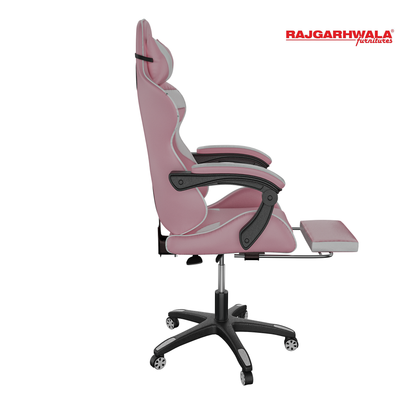 Rajgarhwala Gaming Chair Office Chair Computer Chair High Back PU Leather Desk Chair Ergonomic Adjustable Reclining Swivel Game Chair with Footrest Lumbar Support Headrest Armrest (Pink)