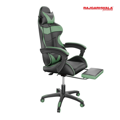 Rajgarhwala Gaming Chair Office Chair Computer Chair High Back PU Leather Desk Chair Ergonomic Adjustable Reclining Swivel Game Chair with Footrest Lumbar Support Headrest Armrest (Green)