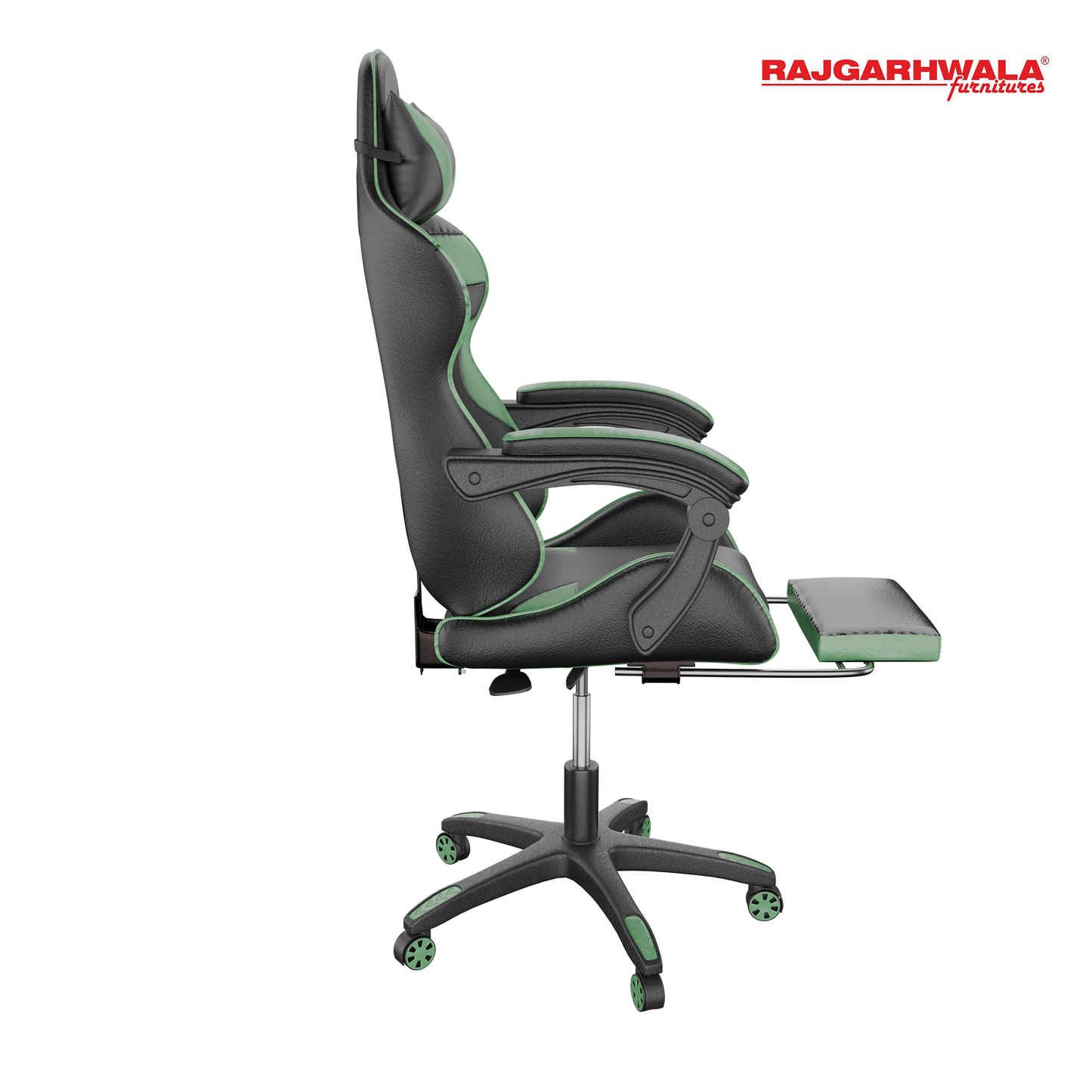 Rajgarhwala Gaming Chair Office Chair Computer Chair High Back PU Leather Desk Chair Ergonomic Adjustable Reclining Swivel Game Chair with Footrest Lumbar Support Headrest Armrest (Green)