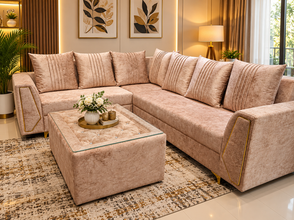 Luxurious Blush Velvet Living Room