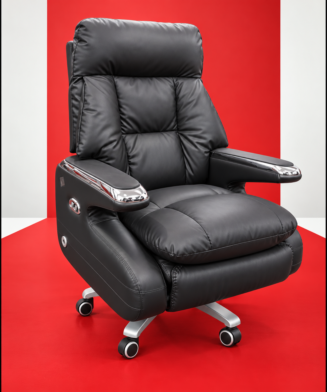 Modern Black Leather Recliner Chair