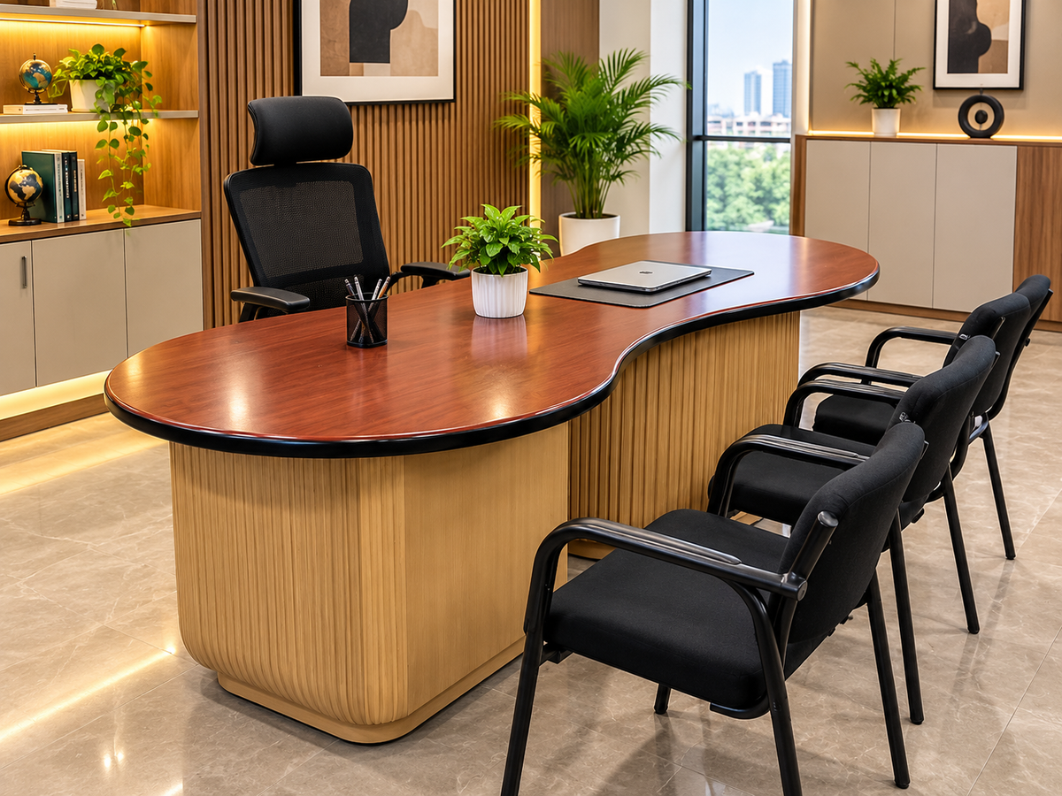 Modern Kidney-Shaped Executive Office