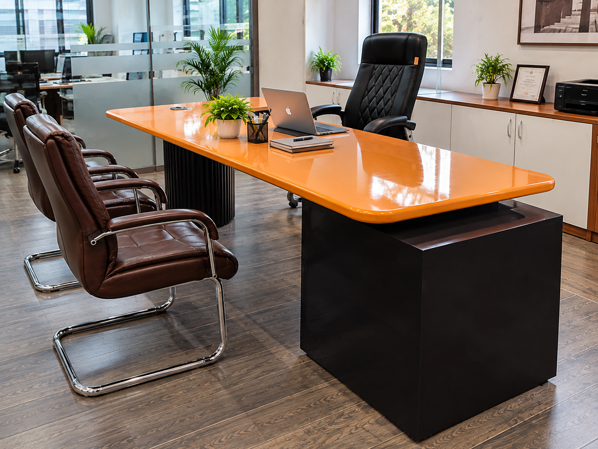 Modern Orange Executive Office Desk