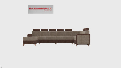 Sheesham Wooden 5 Seater Sofa Set for Living Room- 5 Seater Fabric L Shape Sofa Set (Design 15)